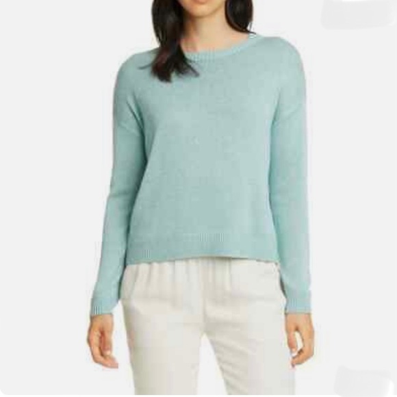 Eileen Fisher Silk Blend Knit Sweater Top Long Sleeve Size Large Colour Seaside - Picture 2 of 13